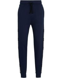 HUGO - S Sporty Logo Pant Logo-tape Tracksuit Bottoms In Organic Cotton Blue - Lyst