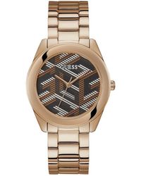 Guess - Brown Round Stainless Steel Dial Analog Watch- Gw0607l3 - Lyst