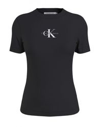 Calvin Klein - Jeans MONOLOGO Slim FIT tee J20J221426 Camisetas de Punto de ga Corta - Lyst