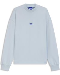 HUGO - Sweatshirt Aus Baumwoll-Terry Mit Blauem Logo-Label - Lyst
