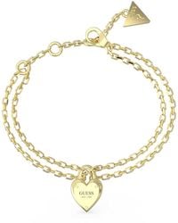 Guess - All You Need Is Love Mini Heart Lock Bracelet S Yellow Gold - Lyst