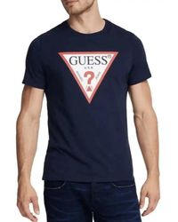 Guess - Cn Ss Original Logo T-shirt Navy - Lyst