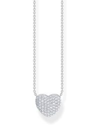 Thomas Sabo - Kette und Anhänger in Herzform mit weißen Steinen Recyceltes 925 Silber 40,00-45,00 cm KE2277-051-14-L45V - Lyst