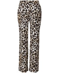 S.oliver - Wide-Leg Hose mit Leo-Muster Ecru 40 - Lyst