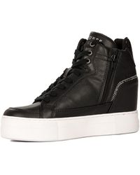 Guess - Scarpe Donna Sneaker Alto Giala Con Zeppa Black Ds23gu09 Fl5alaele12 36 - Lyst