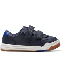 Clarks - Urban Solo T Leather Trainers In Navy Extra Wide Fit Size 4 - Lyst