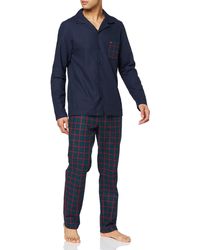 Tommy Hilfiger Ls Pant Flannel Patch Gold Set Pyjama Bottoms - Blue