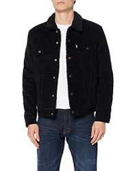 levi's cord borg trucker jacket in black