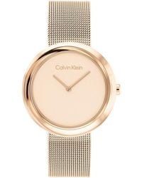 Calvin Klein - Reloj Analógico de Cuarzo para Mujer Colección Twisted Bezel con Correa de Malla de Acero Inoxidable de Oro Rosa - Lyst