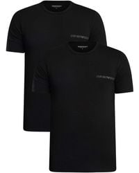 Emporio Armani - 2 Pack Stretch Cotton Lounge T-shirts - Lyst