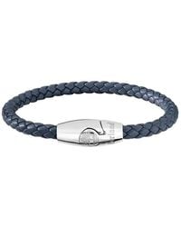 Timberland - Bacari Tdagb0001704 Bracelet Stainless Steel Silver And Leather Dark Blue Length: 20 Cm - Lyst