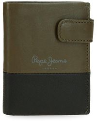 Pepe Jeans - Dual Vertical Wallet With Click-closure Green 8.5 X 10.5 X 1 Cm Leather - Lyst