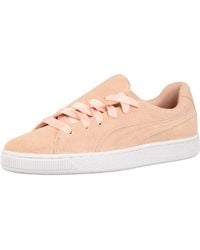PUMA - Suede Crush Peach Leather S Lace Up Trainers 369251 02 Pink - Lyst