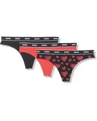 HUGO - 3-pack Repeat Logo Cotton Stretch Thongs Panties - Lyst
