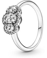 PANDORA - , 's Sterling Silver Cubic Zirconia Ring, Silver, 190049c01-60 - Lyst