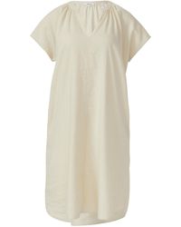 S.oliver - Midi-Kleid aus Leinenmix mit Eingrifftaschen Creme 40 - Lyst