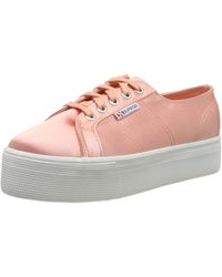superga 2790 white leather 4cm trainers with ash rose back tab