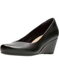 Clarks - Flores Tulip S Wide Wedge Court Shoes 6 Uk Black - Lyst