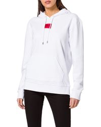 HUGO - Cotton Hooded Sweatshirt With Logo Label - Lyst