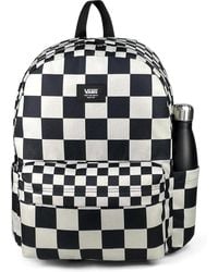 Vans - Old Skool Check Backpack 22l Black/oatmeal Vn000h4x3m41 - Lyst