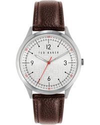 Ted Baker - Hatt 40 Mm Leather Strap Watch Bkpmhs112 - Lyst