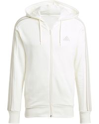 adidas - Essentials French Terry 3-stripes Hoodie Met Volledige Rits - Lyst