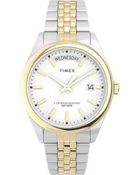Timex - Two-tone Bracelet White Dial Two-tone - Lyst