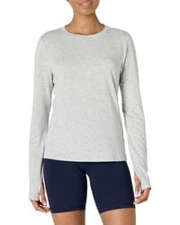 Amazon Essentials - Active Soft Cotton Regular Fit Crewneck Long Sleeve Lightweight Yoga Workout T-shirt - Lyst