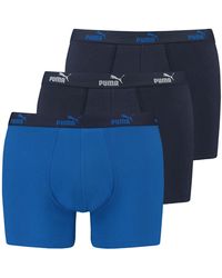 PUMA - 3 X S Solid Boxer Shorts Blue Combo Large - Lyst