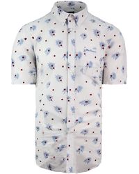 Ben Sherman - Oxford Printed Top Short Sleeve White S Cotton Shirt 0062921 003 - Lyst