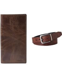 Fossil - Derrick Braunes Leder Portemonnaie und Parker Gürtel - Lyst