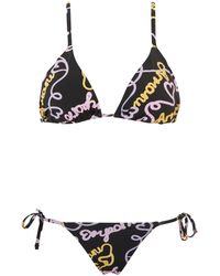 Emporio Armani - Logomania Triangle and String Brazilian Bikini Set - Lyst