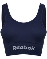Reebok - Wendbares Geripptes Seamless Crop Top in Marineblau | Fitness-BH mit Feuchtigkeitsableitungstechnologie und geringer - Lyst