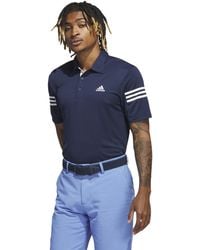 adidas - S 3 Stripe Polo Shirt Short Sleeve Navy Xl - Lyst