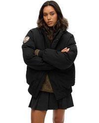 Superdry - Everest Bomber Jacket With Faux Fur Trim Jet Black Xl - Lyst