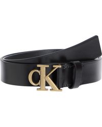 Calvin Klein - Donna Cintura Monogram Plaque Buckle 3,0 cm Cintura in Pelle - Lyst