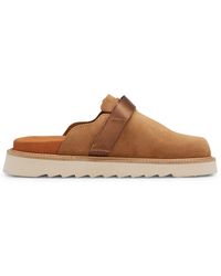 HUGO - S Syrax Slon Suede Slip-on Shoes With Buckled Strap Size 10 Brown - Lyst