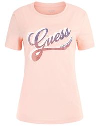 Guess - T-Shirt Donna SS CN Shaded Logo Tee Rosa ES23GU82 W3GI34I3Z14 L - Lyst