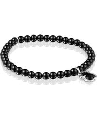 Tous - Bracciale elastico con gemme onice da donna con motivo a orso in argento sterling 925 classico e puro - Lyst