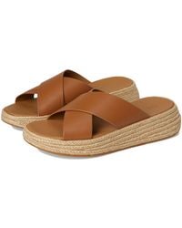 Fitflop - F-mode Espadrille Leather Flatform Cross Slides Sandal - Lyst