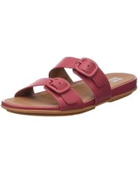 Fitflop - Gracie Rubber-buckle Two-bar Leather Slides Sandal - Lyst
