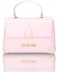 Love Moschino - Ladies Pink Messenger Bag Lettering Logo Metal Gold - Lyst