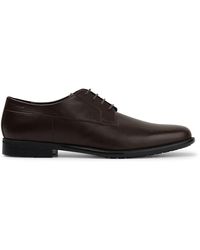 HUGO - Derby Shoes In Polished Leather With Embossed Logo - Lyst