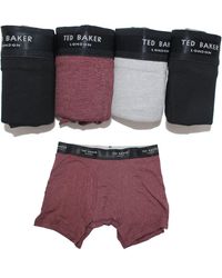 Ted Baker - S Boxer Briefs 4 Pack Cotton Stretch Luxury Comfortable Underwear For Him Multipack Uk Size M Red - Lyst