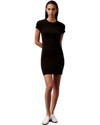 Calvin Klein - Donna Abito a T-Shirt Mini con Scollo Rotondo - Lyst