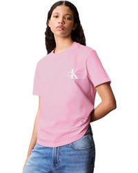 Calvin Klein - Donna T-Shirt iche Corte Confezione da 2 Logo Tee con Scollo Rotondo - Lyst