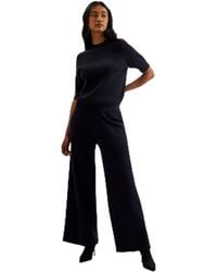 Ted Baker - Wmt-ellenr-ribbed Knitted High Waist Wide Leg Trouser Dress Pants - Lyst