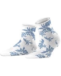 Esprit Socken Romantic Flower - Baumwollmischung, 1 Paar, Weiß (White 2000), Größe: 39-42 - Blau