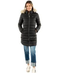 Tommy Hilfiger - Donna Cappotto Piumino Essential Hooded Down Coat con Pelle Sintetica - Lyst