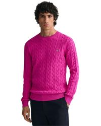 GANT - Cotton Cable C-neck Sweater - Lyst